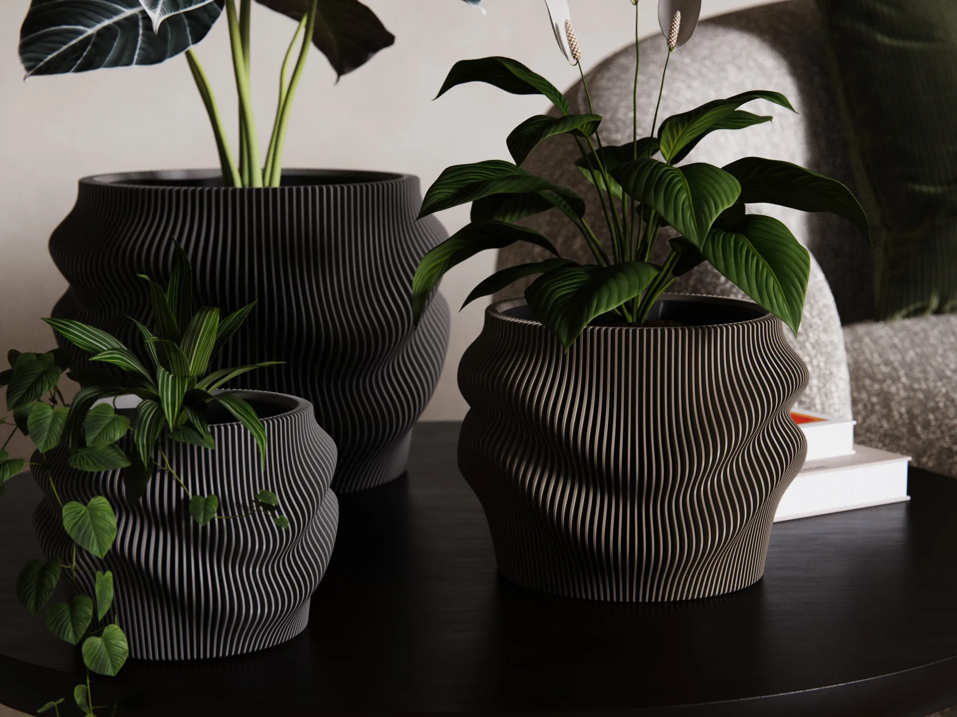 Leaf Aura Planter – Embossed Leaf Texture Pot