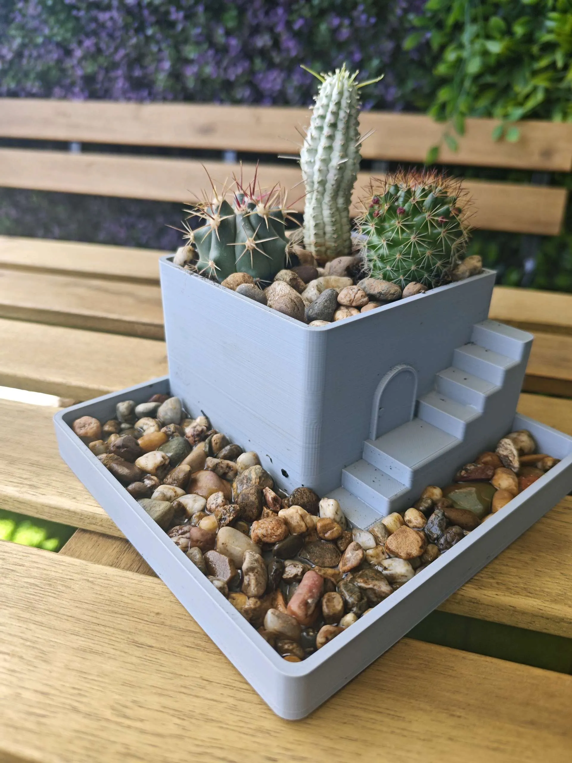 Mini Zen Garden Planter with Aquatic Water Tray & Staircase
